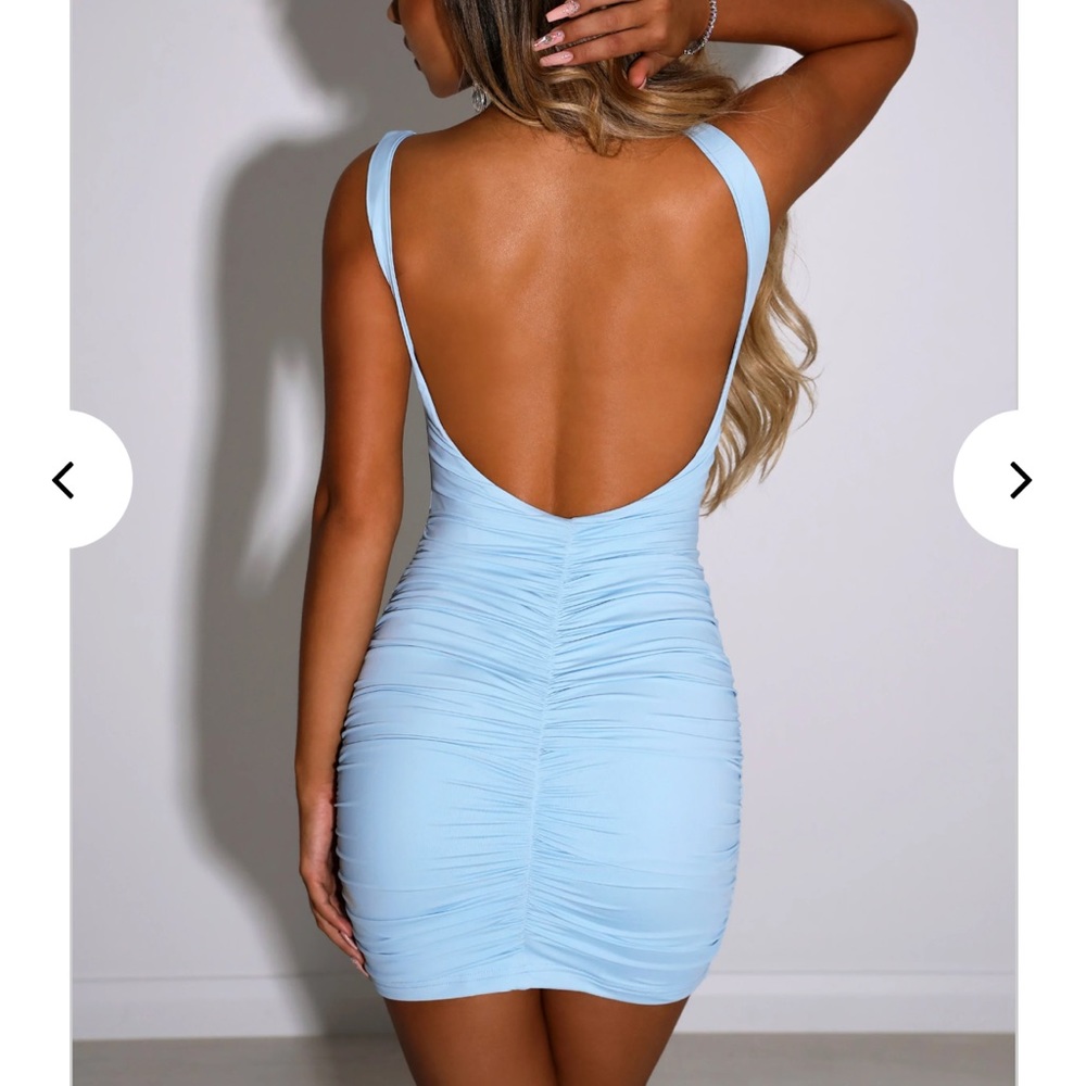 Baby blue backless dress